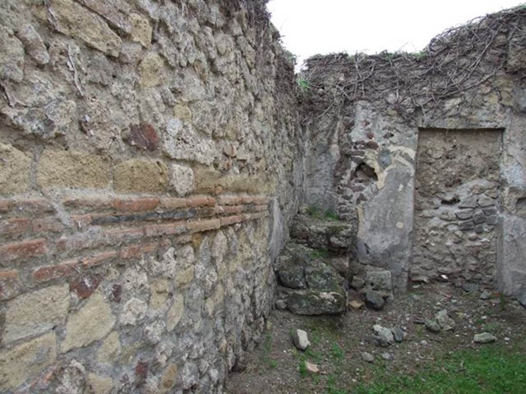 VII.2.13 Pompeii. December 2007. South wall with remains of staircase in the south-west corner.