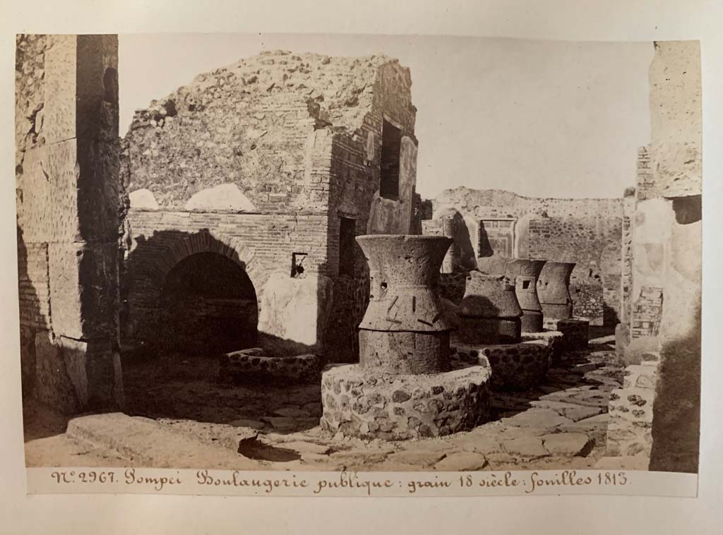 VII.2.22 Pompeii. Album by M. Amodio, c.1880, entitled “Pompei, destroyed on 23 November 79, discovered in 1748”.
Looking east across bakery. Photo courtesy of Rick Bauer.
