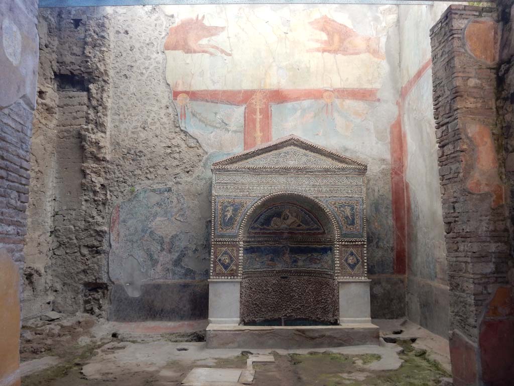 VII.2.45 Pompeii, June 2019. Looking north across garden area towards fountain. Photo courtesy of Buzz Ferebee.