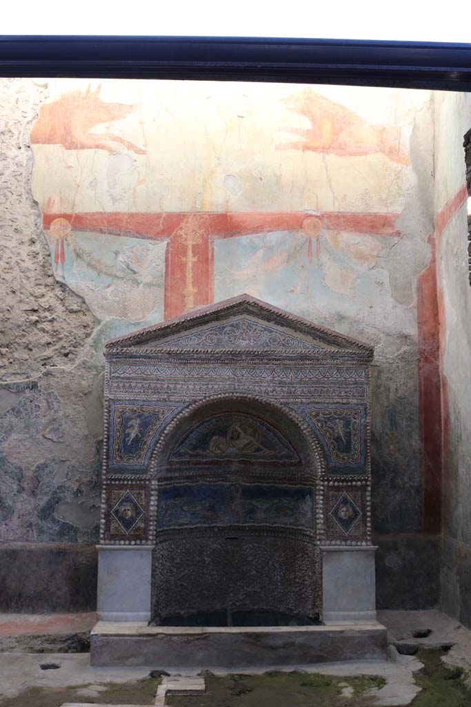 VII.2.45, Pompeii. December 2018. 
Looking towards fountain against north wall. Photo courtesy of Aude Durand.
