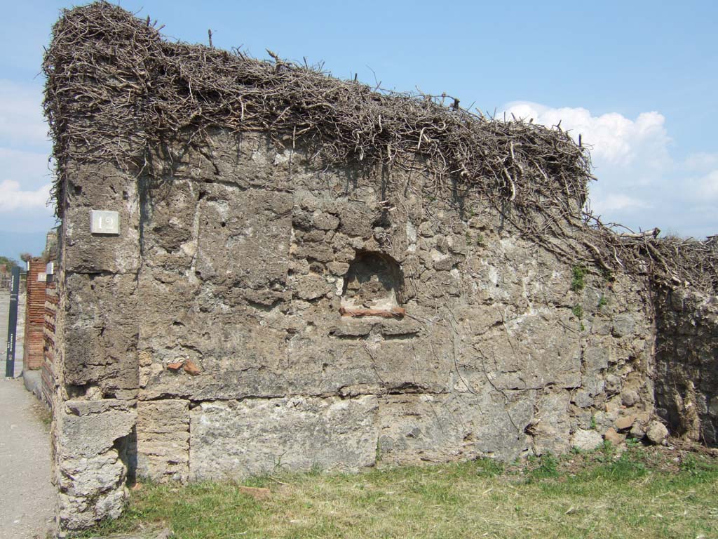 VII.3.12 Pompeii. May 2006. East wall with niche.