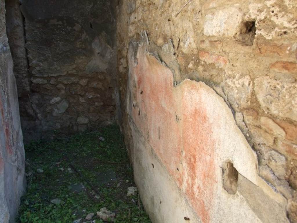 VII.3.29 Pompeii.  March 2009.   Room 12, Corridor.  Looking east.  Remains of painted plaster on south wall.