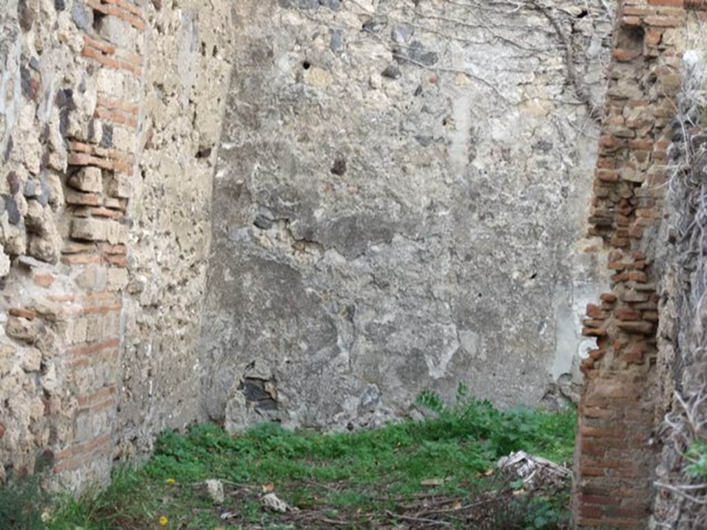 VII.3.37 Pompeii. December 2007. East wall in garden area. According to Jashemski, the living quarters behind this shop had an open area at the rear. She said Fiorelli suggested this was perhaps a little garden.
See Jashemski, W. F., 1993. The Gardens of Pompeii, Volume II: Appendices. New York: Caratzas. (p. 177)
See Pappalardo, U., 2001. La Descrizione di Pompei per Giuseppe Fiorelli (1875). Napoli: Massa Editore. (p.88)
