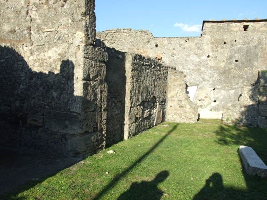 VII.4.31 Pompeii.  March 2009.  North Peristyle.  North east corner, with blocked door to shop at VII.4.50 in north wall.