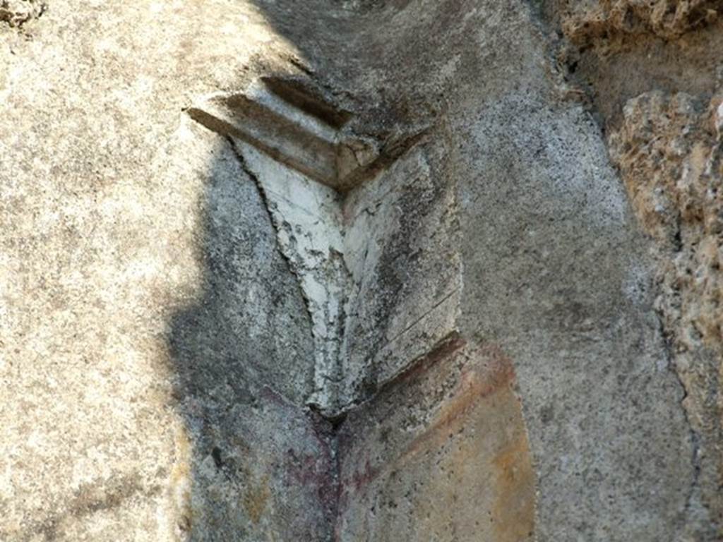 VII.4.31 Pompeii.  March 2009.  Detail of remains of stucco in south east corner.