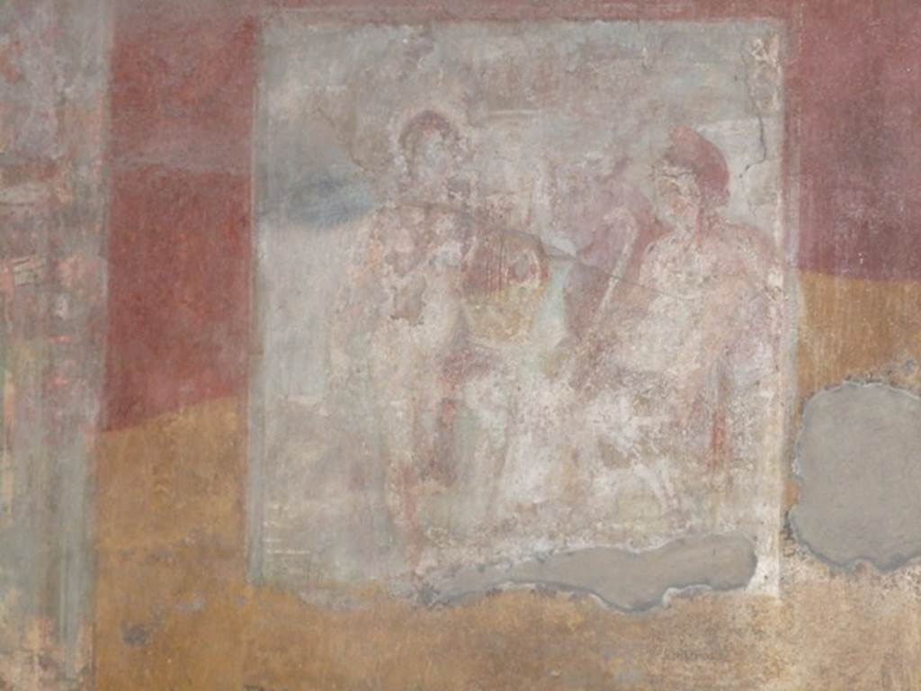 VII.4.48 Pompeii. December 2007. Room 18.  Exedra. East wall. Wall painting of Apollo.  See Helbig, W., 1868. Wandgemälde der vom Vesuv verschütteten Städte Campaniens. Leipzig: Breitkopf und Härtel. (221)
