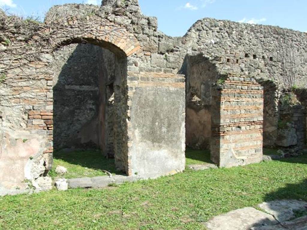 VII.4.56 Pompeii.  March 2009. Room 1. Atrium.  East side with Doorways to Rooms 4, 5 and 6.