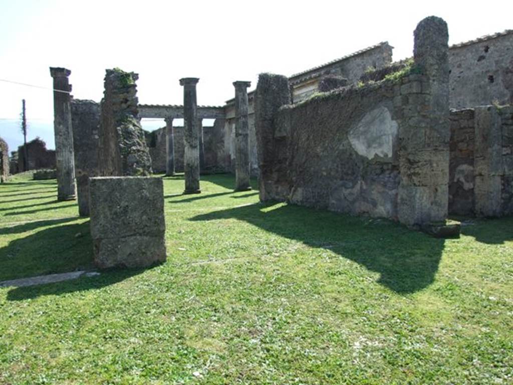 VII.4.57. Pompeii.  March 2009.  Room 1. Atrium, looking south west towards Tablinum, Room 7.