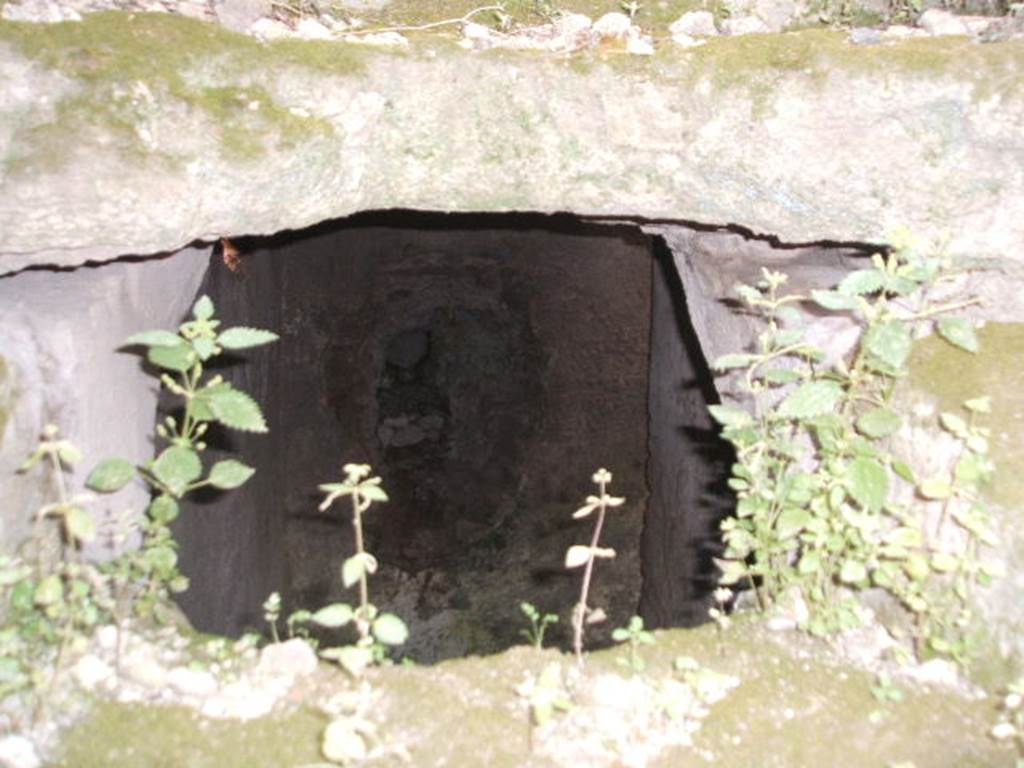 VII.6.18 Pompeii. May 2005. Looking into hole in stairs to upper floor.