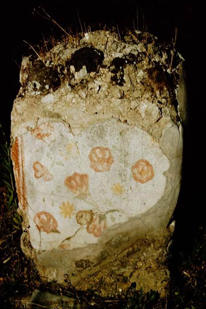 VII.7.2 Pompeii. 1957. Remains of painted masonry altar with flowers, from north-west of peristyle. 
Photo by Stanley A. Jashemski.
Source: The Wilhelmina and Stanley A. Jashemski archive in the University of Maryland Library, Special Collections (See collection page) and made available under the Creative Commons Attribution-Non Commercial License v.4. See Licence and use details.
J57f0362
