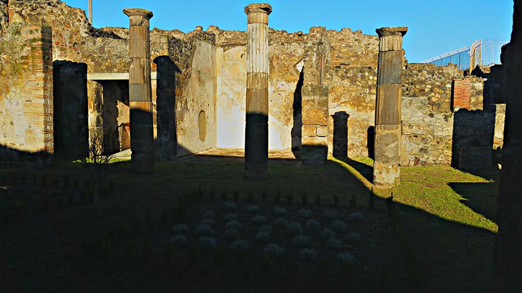 VII.7.2 Pompeii. December 2019. Looking north across peristyle “x” towards rear rooms. Photo courtesy of Giuseppe Ciaramella.