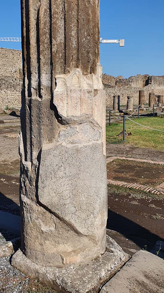 VII.7.32 Pompeii. July 2021. Detail from one of the two columns in the above photo.
Foto Annette Haug, ERC Grant 681269 DÉCOR.
