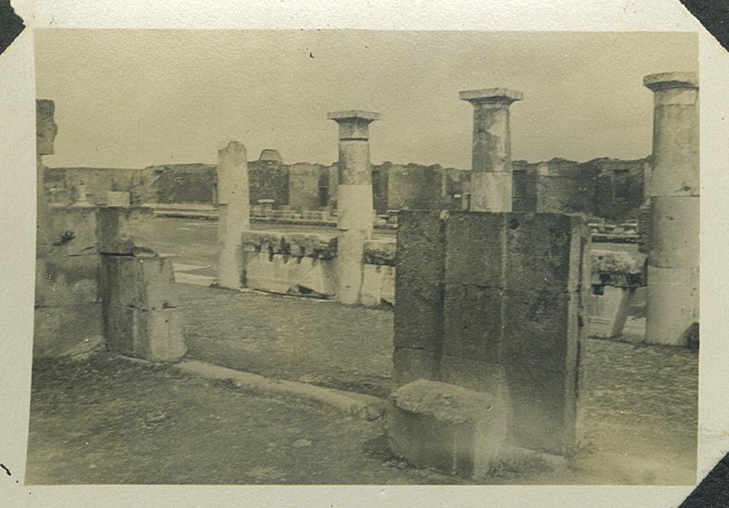 VII.8 Pompeii Forum. 29th March 1922. 
Looking north-east from the Basilica towards the west side of the Forum. Photo courtesy of Rick Bauer.
