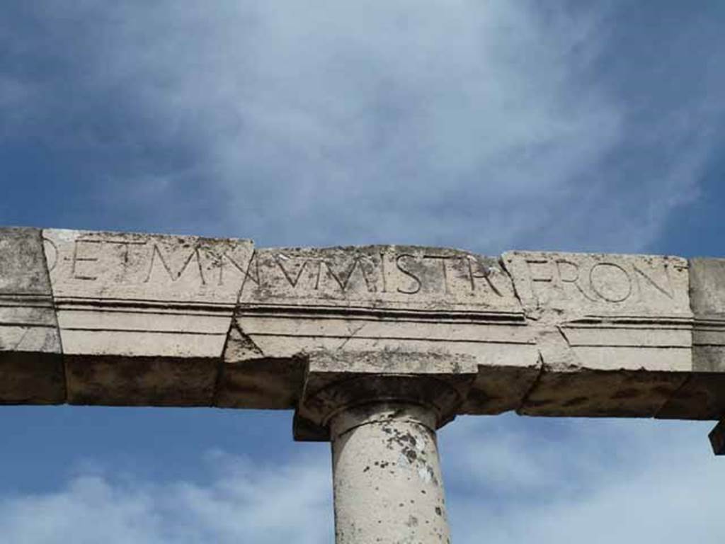 VII.9.1 Pompeii. May 2010. Eumachia’s Building portico. Part of inscription.