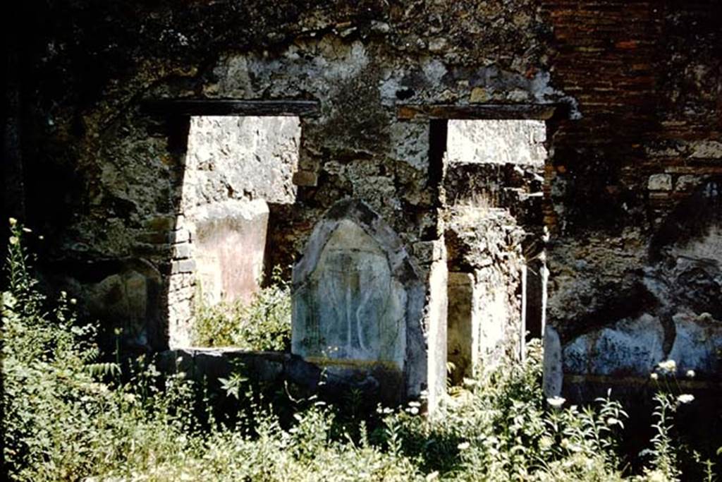 VII.9.40 Pompeii. 1959. South wall of garden area with the small remains of a garden painting. Photo by Stanley A. Jashemski.
Source: The Wilhelmina and Stanley A. Jashemski archive in the University of Maryland Library, Special Collections (See collection page) and made available under the Creative Commons Attribution-Non Commercial License v.4. See Licence and use details.
J59f0386
