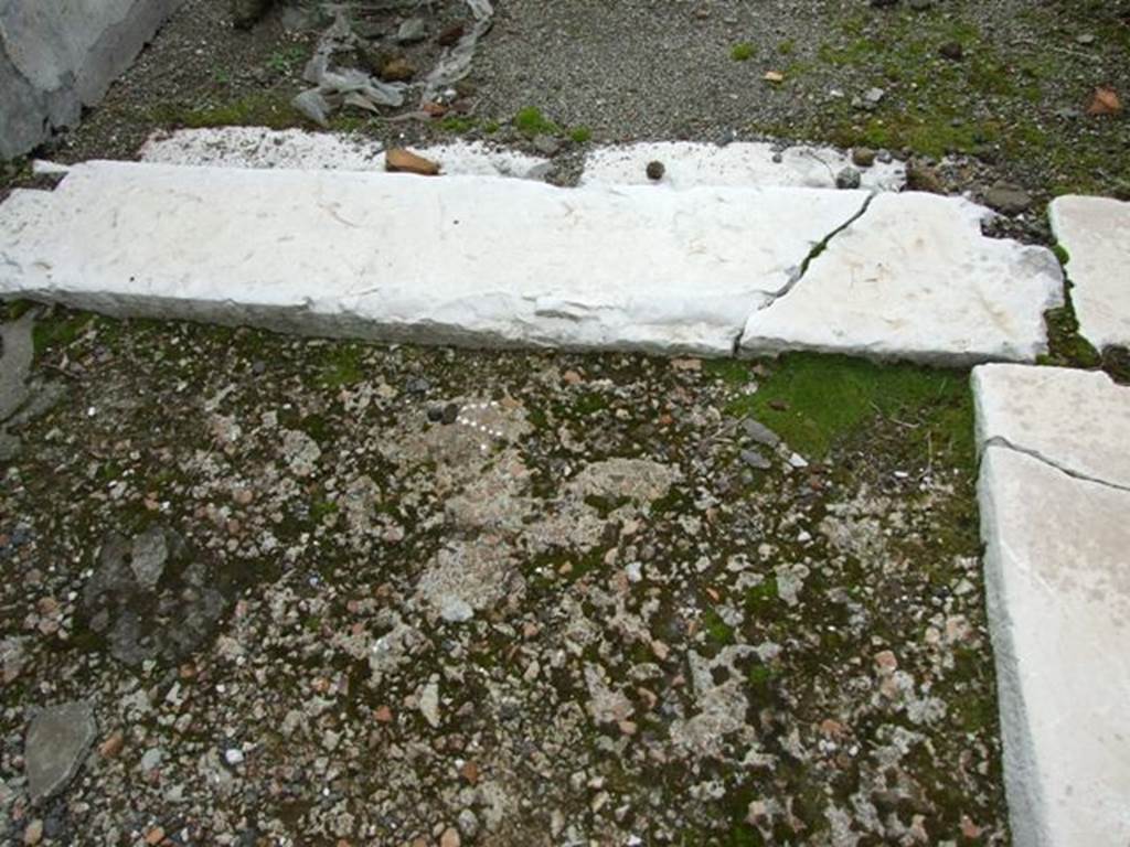 VII.9.47 Pompeii.  March 2009.  White marble step into entrance vestibule.