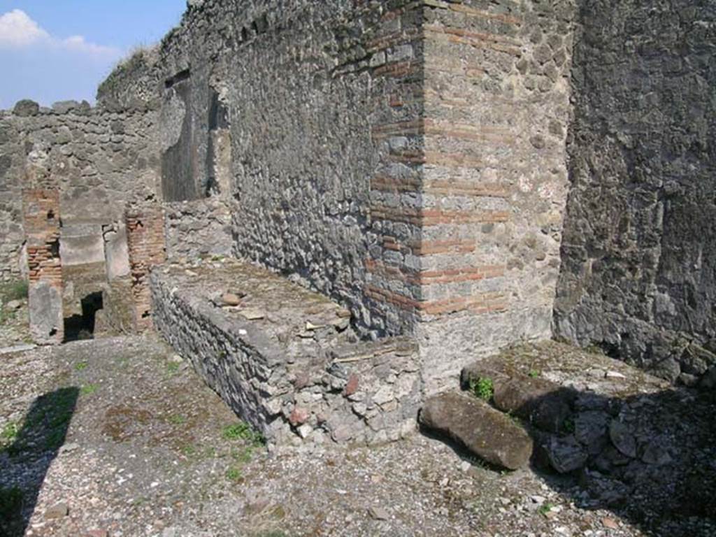 VII.10.13 Pompeii, at lower level from steps, on left of photo. June 2005. Looking east from room in VII.10.5 connected by steps to lower room, VII.10.13.  Photo courtesy of Nicolas Monteix.
