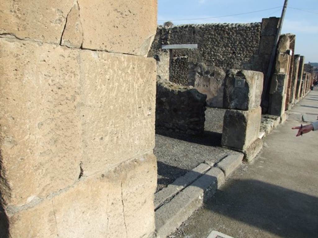 VII.13.9 Pompeii. December 2007. Looking east to entrance doorway on Via dellAbbondanza.