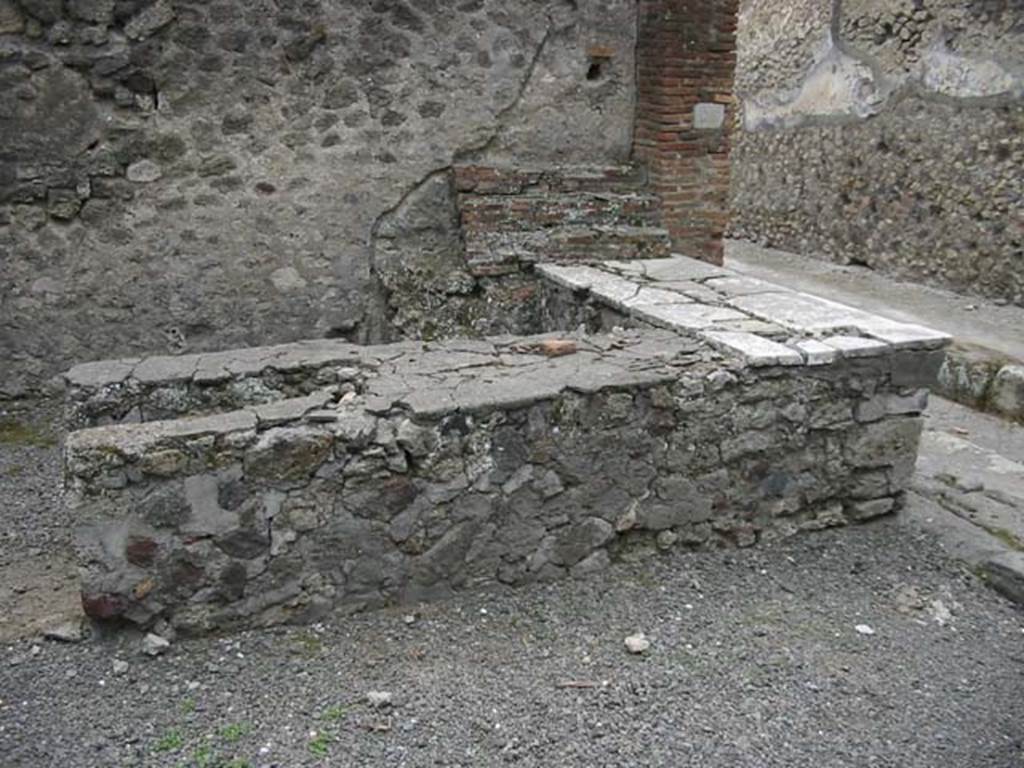 VII.13.24 Pompeii. May 2003. Looking south-west across counter and hearth. Photo courtesy of Nicolas Monteix.