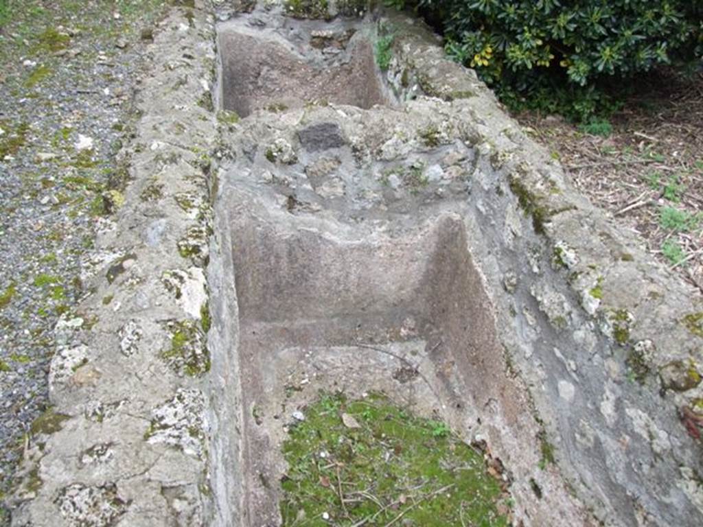 VII.14.5 Pompeii.  March 2009. Room 11. Peristyle garden area.  Detail of basins at west end