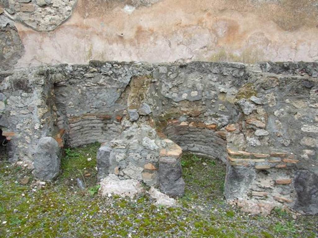 VII.14.5 Pompeii.  March 2009.  Room 23.  North wall.  Vats with built in oven or hearth. 