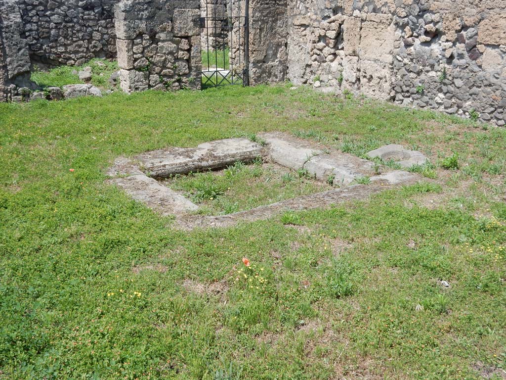 VII.16.12 Pompeii. June 2019. Room 24, looking north-west across impluvium in atrium. Photo courtesy of Buzz Ferebee.