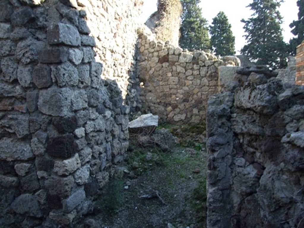 VII.16.13 Pompeii. December 2007. Room 19 on lower level. on south side of corridor 40. This area was devastated by the 1943 bombing. The area above this room would have been next to room 20, on the south side of the peristyle.
