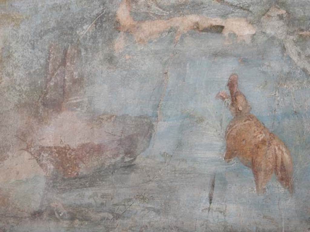 VII.16.a Pompeii. May 2015. Room 9, detail from upper part of east wall. Photo courtesy of Buzz Ferebee.
