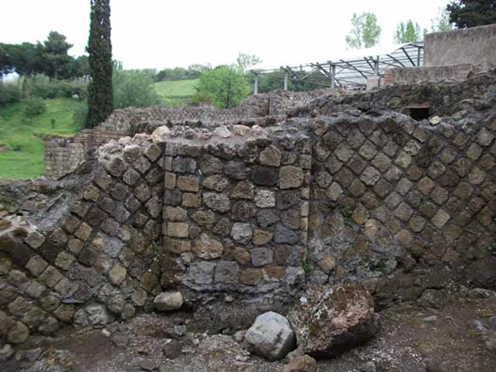 VII.16.a Pompeii. May 2010. Site of cippus of Suedius Clemens, on left side of photo. 