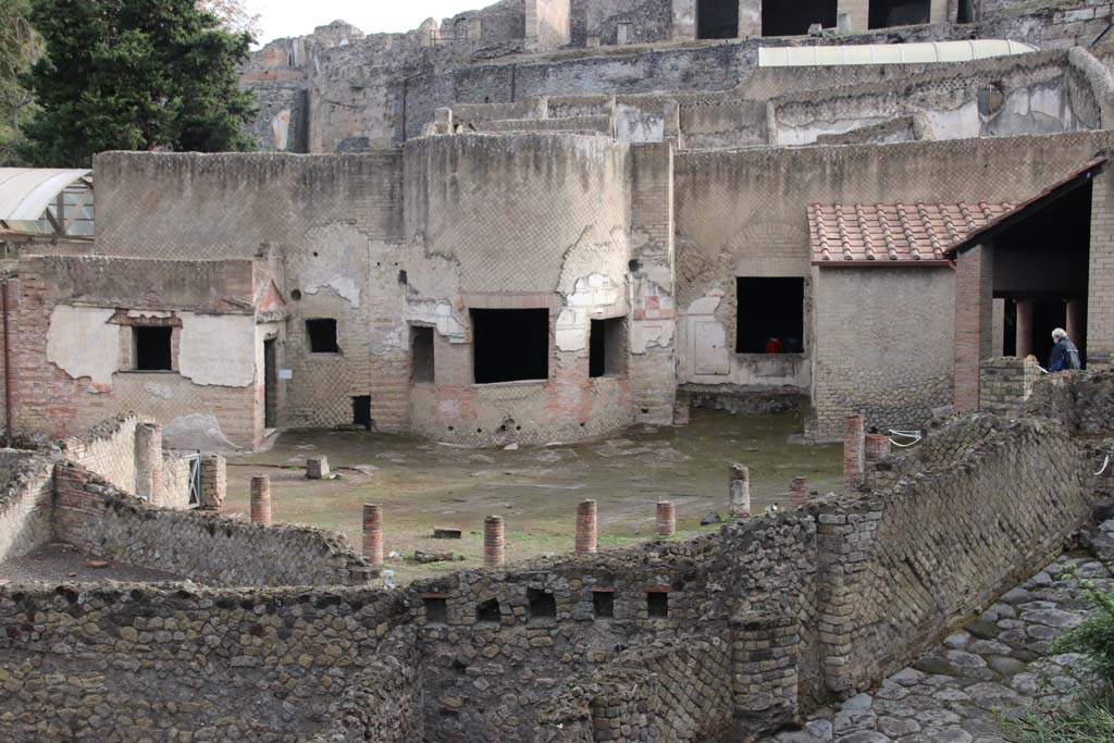 VII.16.a Suburban Baths. October 2020. Looking north-east across courtyard C. Photo courtesy of Klaus Heese.