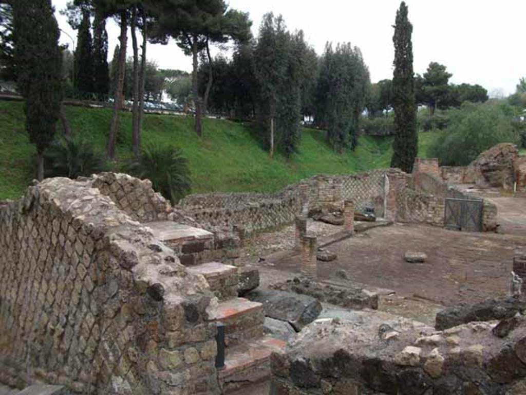 VII.16.a Pompeii. May 2010. Stairs in corner of room 16, looking north across courtyard C.