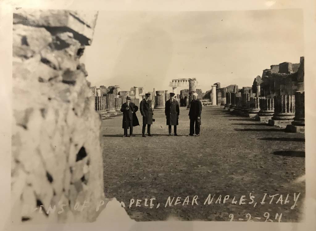 VIII.1.1 Pompeii. 2nd February 1924. Looking east from west end across Basilica, towards Forum. Photo courtesy of Rick Bauer.