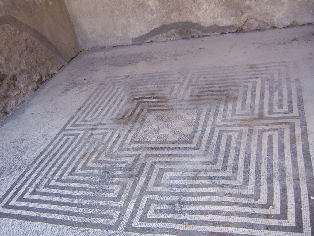 VIII.2.16 Pompeii. September 2005. Ala on south side of atrium with Labyrinth mosaic floor. 
This floor was identical to the one in the ala on the north side but was better preserved. 
