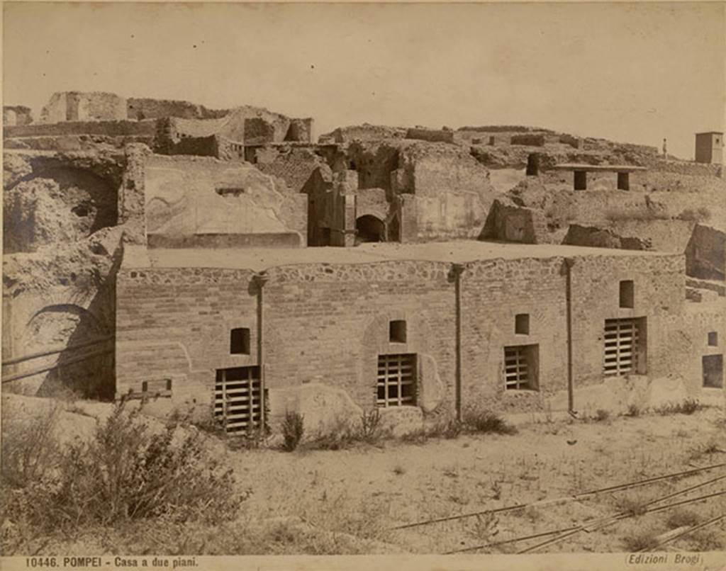 VIII.2.20 Pompeii. c.1895. Rear of Sarno baths.
Photograph by Brogi with the title Casa a Due Piani. The lower levels were buried at this time.
