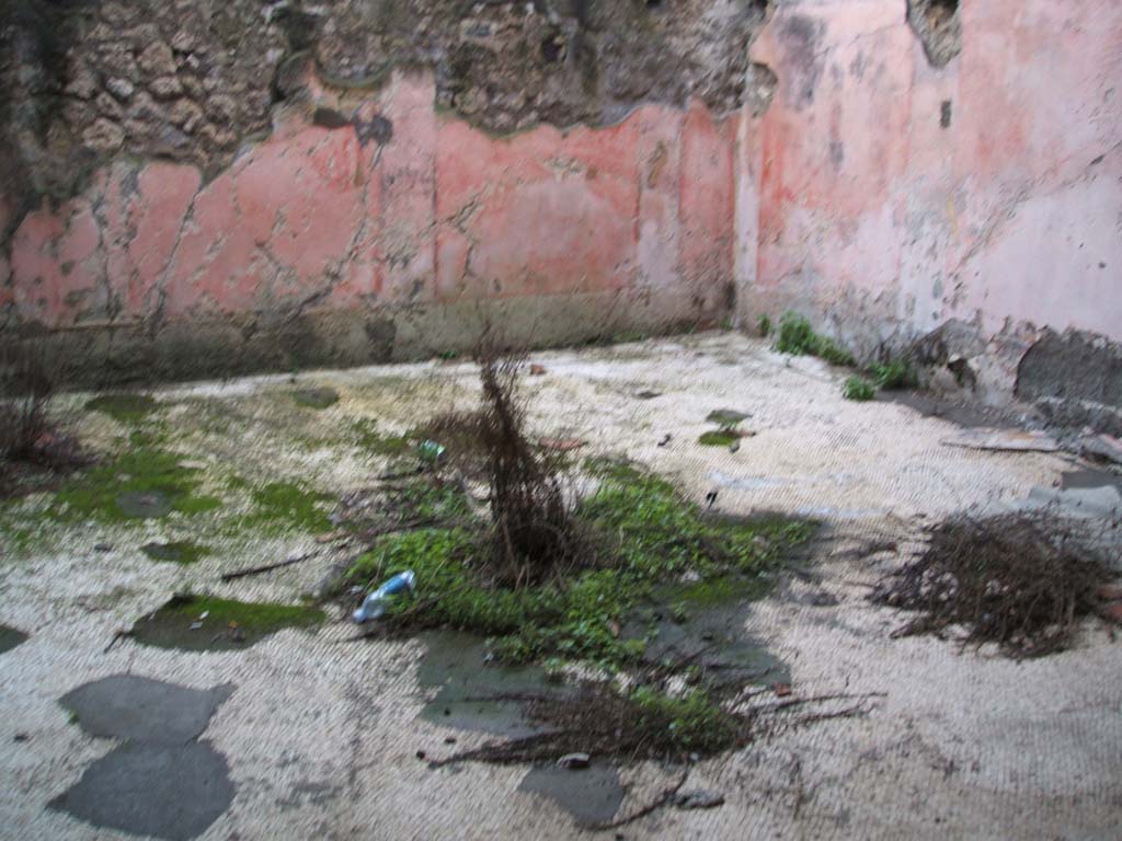 VIII.2.23 Pompeii. December 2004. Looking north-west across mosaic floor of exedra, from VIII.2.22.