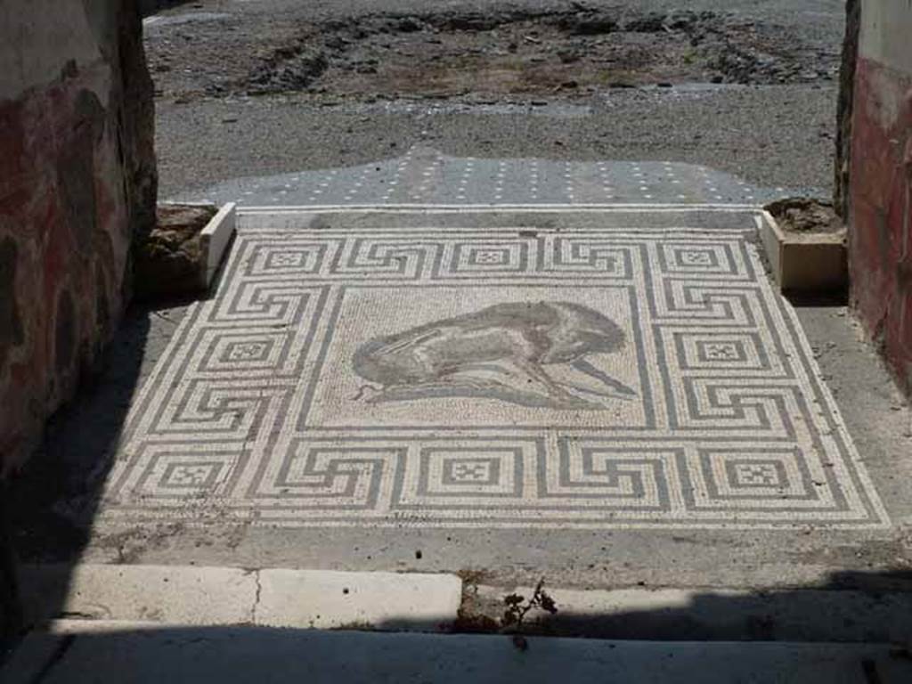 VIII.2.26 Pompeii. May 2010. Boar mosaic in entrance vestibule ‘b’.