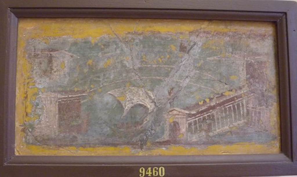 VIII.2.28 Pompeii. Found on 27th October 1758. Wall painting of a ship with a square sail crossing the harbour of a port. Now in Naples Archaeological Museum. Inventory number 9460.  
See Pagano, M. and Prisciandaro, R., 2006. Studio sulle provenienze degli oggetti rinvenuti negli scavi borbonici del regno di Napoli. Naples : Nicola Longobardi. (p.28)  PAH I, add.,138-139.
