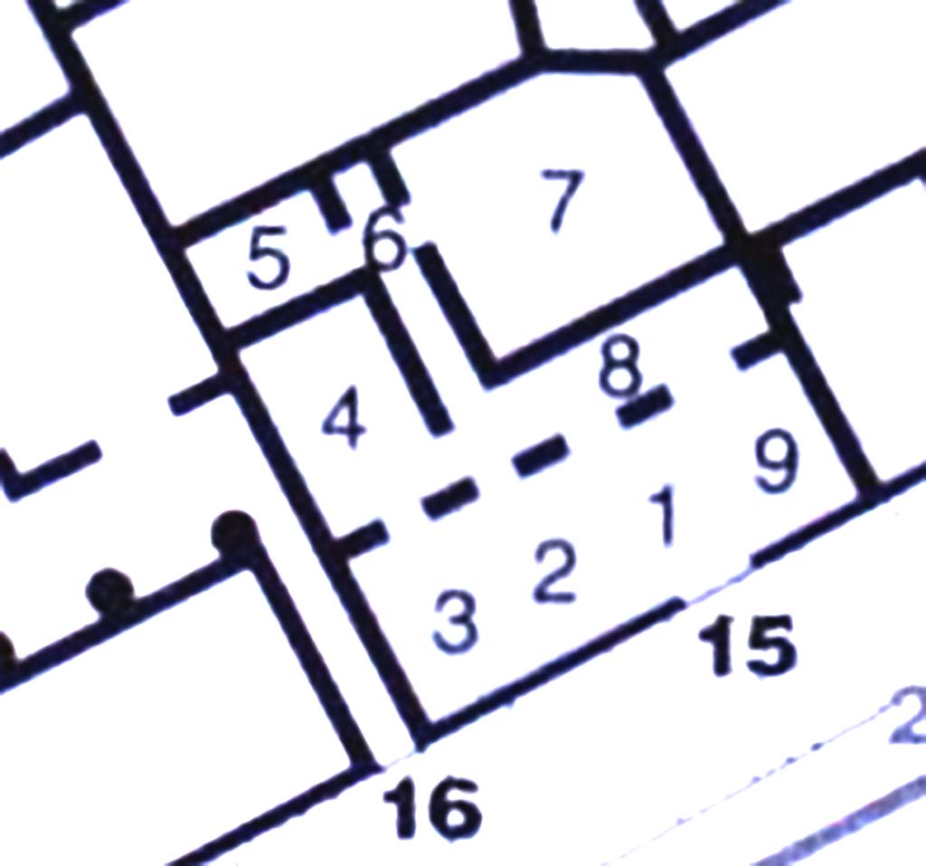 VIII.3.15 Pompeii. Plan.
See Carratelli, G. P., 1990-2003. Pompei: Pitture e Mosaici: Vol. VIII. Roma: Istituto della enciclopedia italiana, p. 412.
