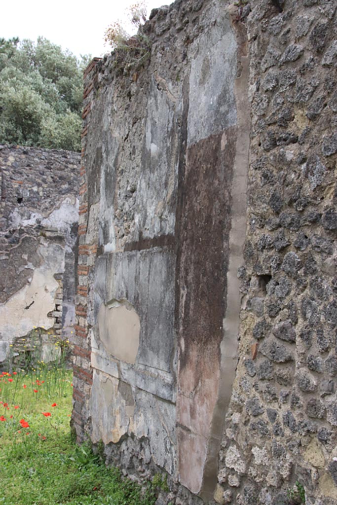VIII.3.24 Pompeii. May 2024. Detail from wall on south side of peristyle. Photo courtesy of Klaus Heese.