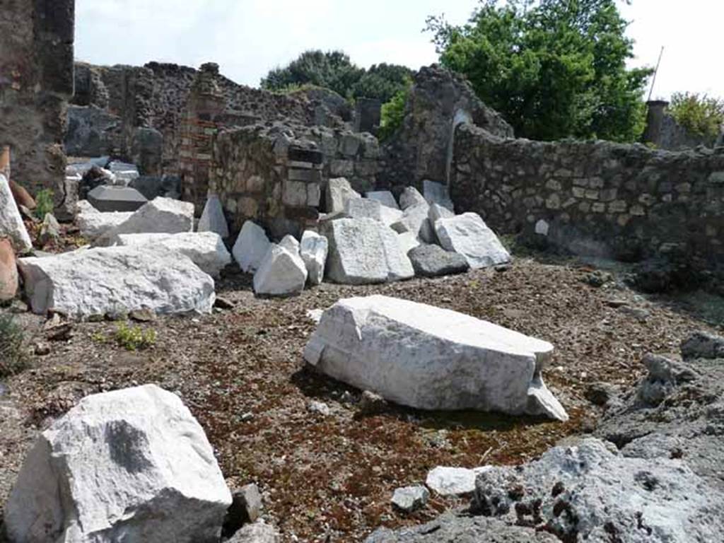 VIII.3.31 Pompeii. May 2010. Looking south-east across site of two rooms on the south side of the entrance corridor.