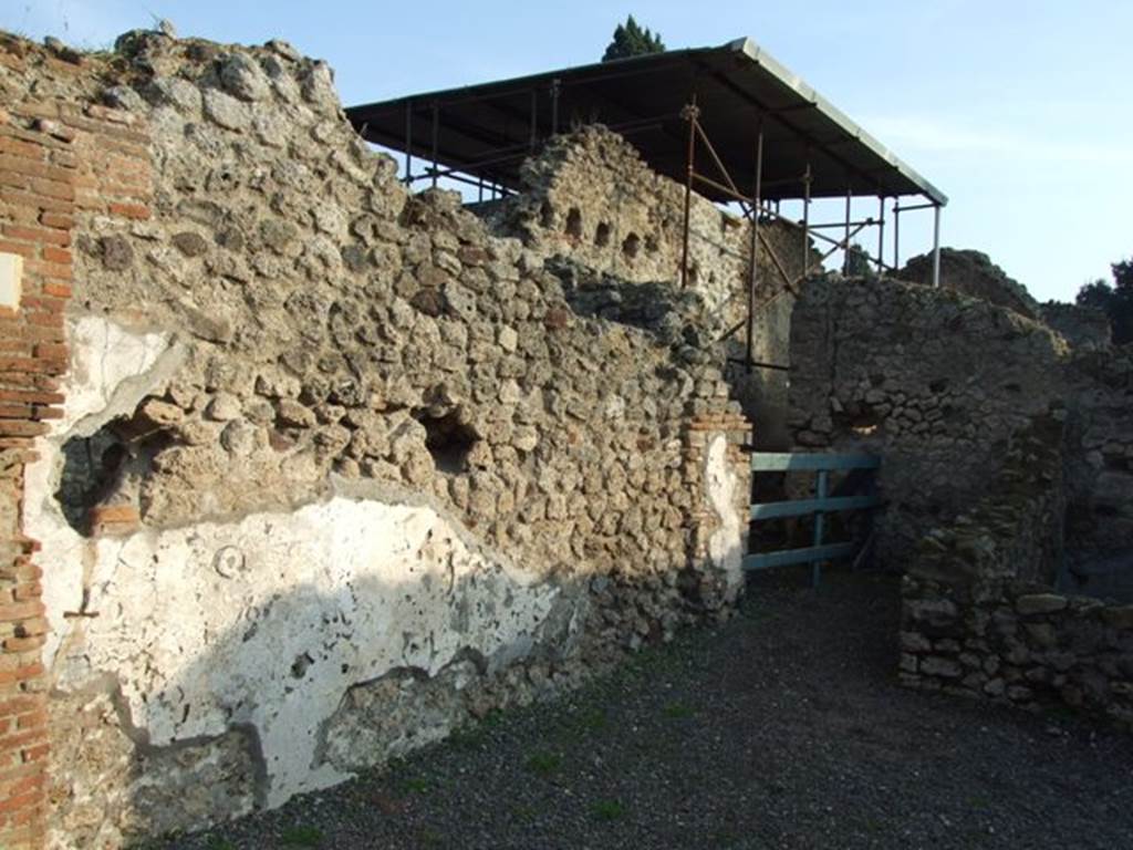 VIII.4.1 Pompeii. December 2007. East wall with corridor to rear.