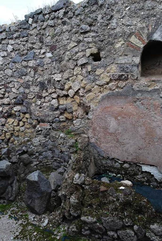 VIII.4.4 Pompeii. April 2009. Looking towards east wall, site of boiler and niche. 
Photo courtesy of Nicolas Monteix.
