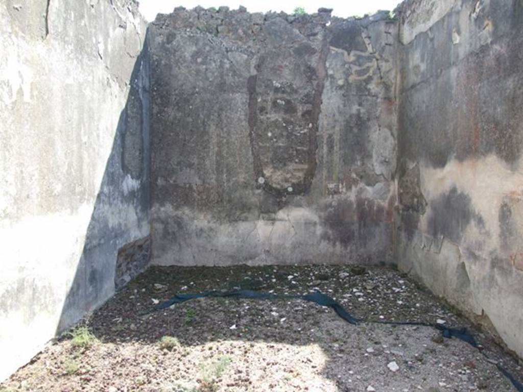 VIII.4.4 Pompeii. March 2009. Room 10, triclinium. Looking south.
According to Helbig, this room contained three wall paintings. 
On the rear (south) wall only a fragment was found of the painting, but Fiorelli recognised it as being Orestes and Pylades in Tauris (1336). 
Helbig added that only Orestes was preserved and could be seen in chains and the guard of Thoas.
On the right (west) wall was the Judgement of Paris (1284). 
On the left (east) wall was Achilles found by Ulysses among Lycomedes’ daughters on Skyros (1296). 
There were also painted busts (1413, 1427 and 1440) showing figures related to the world of Dionysus. 
These were described by Minervini (Bullettino Archeologico Italiano, 1862, pp.139-140), and are now completely lost.
See Helbig, W., 1868. Wandgemälde der vom Vesuv verschütteten Städte Campaniens. Leipzig: Breitkopf und Härtel.
See Pappalardo, U., 2001. La Descrizione di Pompei per Giuseppe Fiorelli (1875). Napoli: Massa Editore. (p.127)
See Breton, Ernest. 1870. Pompeia, Guide de visite a Pompei, 3rd ed. Paris, Guerin. 
See Senatore, F., (ed). 2001. Pompei tra Sorrento e Sarno. Roma, Bardi editore. (p.78)       
See Richardson, L., 2000. A Catalog of Identifiable Figure Painters of Ancient Pompeii, Herculaneum. Baltimore: John Hopkins. (p.97) 


