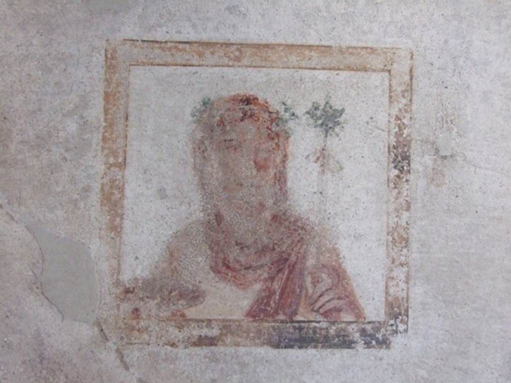 VIII.4.4 Pompeii. March 2009. Room 22, east end of south wall of cubiculum.  Wall painting of Ariadne with cup in her right hand, thyrsus in her left, and wearing a crown of flowers.
See Helbig, W., 1868. Wandgemälde der vom Vesuv verschütteten Städte Campaniens. Leipzig: Breitkopf und Härtel, (454).

