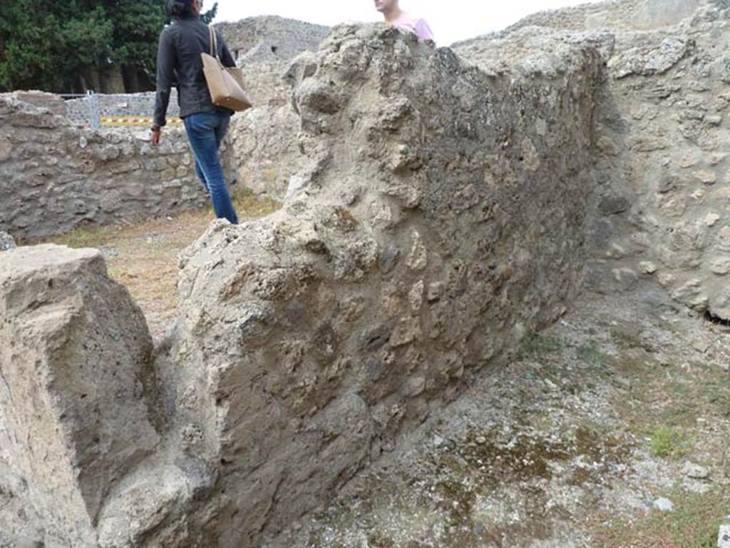 VIII.4.39 Pompeii. September 2015. West wall of rear room/small light-yard.