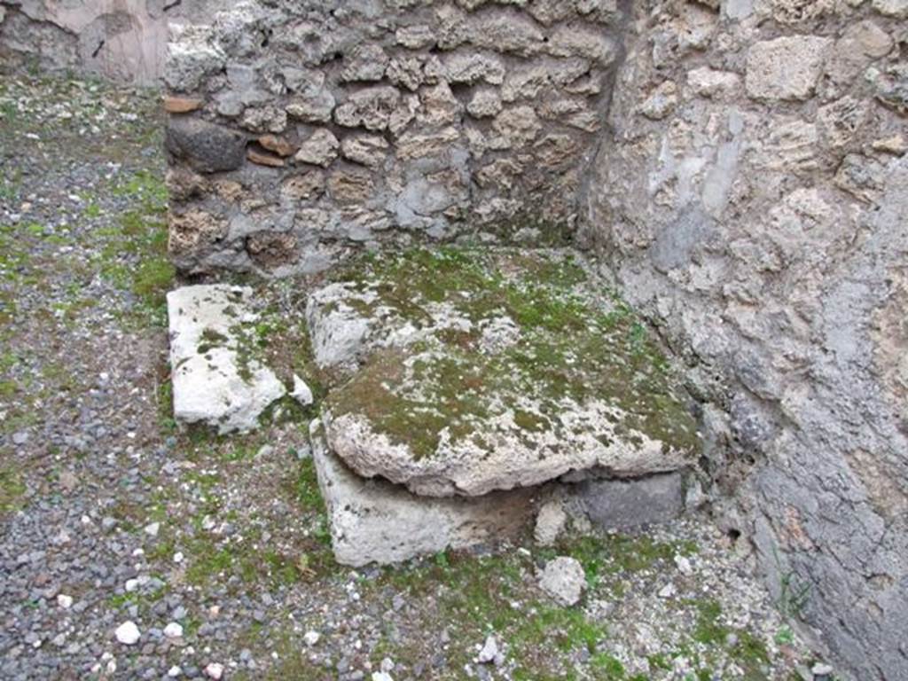 VIII.4.46 Pompeii. December 2007.  Base of stairs to upper floor, in south-east corner of shop.