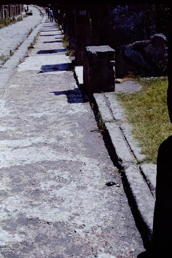 VIII.5.1 Pompeii. 1968. Looking east along sill/threshold and pavement on Via dellAbbondanza. Photo by Stanley A. Jashemski.
Source: The Wilhelmina and Stanley A. Jashemski archive in the University of Maryland Library, Special Collections (See collection page) and made available under the Creative Commons Attribution-Non Commercial License v.4. See Licence and use details.
J68f1198
