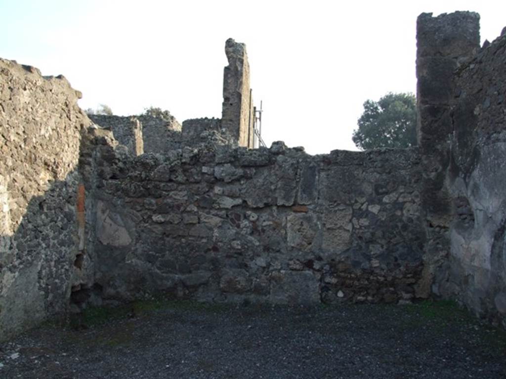 VIII.5.3 Pompeii. December 2007. South wall with blocked doorway to atrium of VIII.5.2.