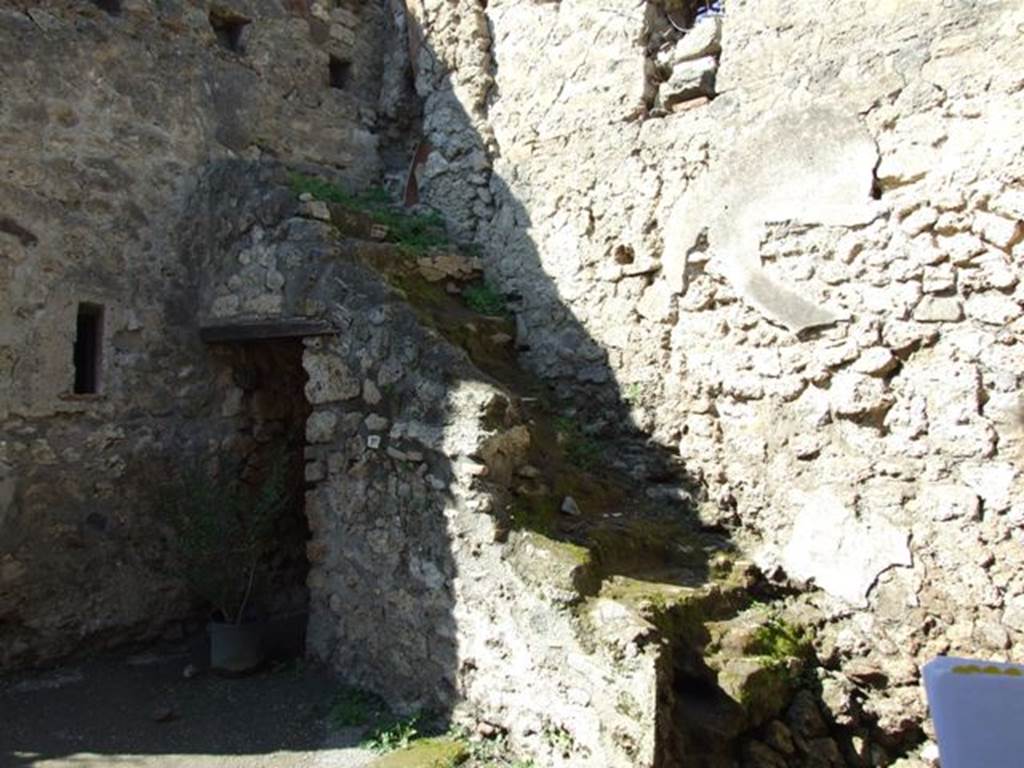 VIII.5.15 Pompeii. March 2009. Room 1.  Stairs to upper floor against north wall.