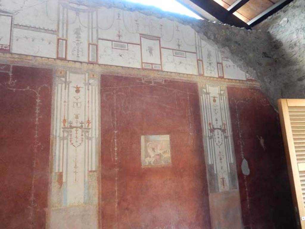 VIII.5.37 Pompeii. May 2017. Room 13, looking towards upper east end of north wall after restoration. Photo courtesy of Buzz Ferebee.
